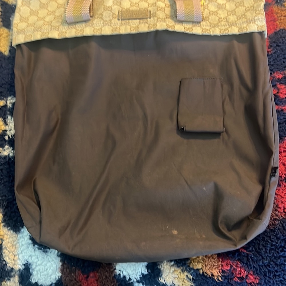 GUCCI GG Vintage canvas tote bag shoulder khaki beige pink gold - Picture 8 of 15